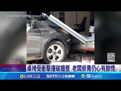 不幸中大幸! 失控汽車衝撞店面 無人傷亡 驚悚直擊! 汽車衝撞店面 闆娘閃過毫髮無傷 桌椅受衝擊撞破牆壁 老闆瘀青仍心有餘悸｜一鍵看世界SET Global
