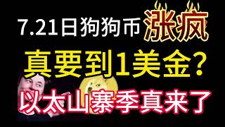 7.21狗狗币彻底涨疯！要到1美金？以太坊山寨季真来了！抓紧上车吧！