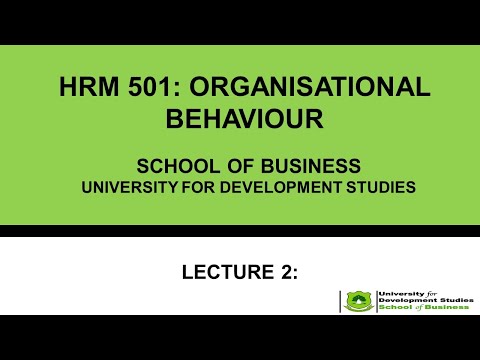 HRM 501 ORGANISATIONAL BEHAVIOUR LECTURE 2
