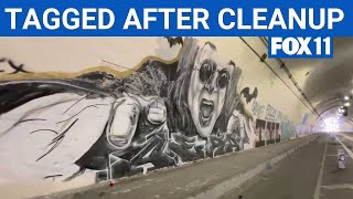 2nd Street Tunnel hit by graffiti after cleanup  | FOX 11 LA