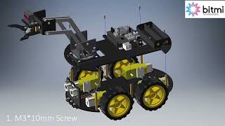 4WD Robot Kit with Robotic Arm, Arduino IDE Compatible | Assembly | Bitmi.eu✅