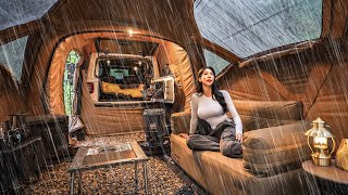 ☔️CAMPING IN THE RAIN WITH A NEW CAR TENT