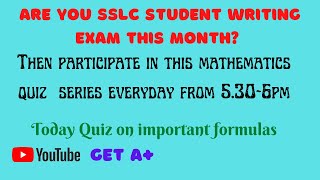 Maths MCQ Quiz -Important formulas-30questions 30Minutes