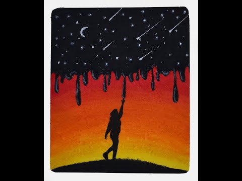 Sunset easy scenery drawing with oil pastel #shorts #funcrafts