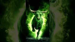 Majestic green bull blazing with energy – a vision of power! #greenbull #aiartvideo #epic #foryou