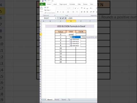 Odd & Even Number in Excel #exceltips #exceltricks #excelformula