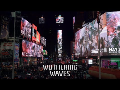 Wuthering Waves on The Big screen in New York Times Square #wutheringwaves #wutheringwavescbt2 #ww