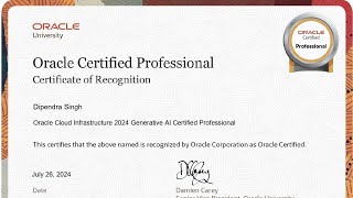 Oracle Cloud Infrastructure 2024 Generative AI Professional Free Certification| Final answer Oracle