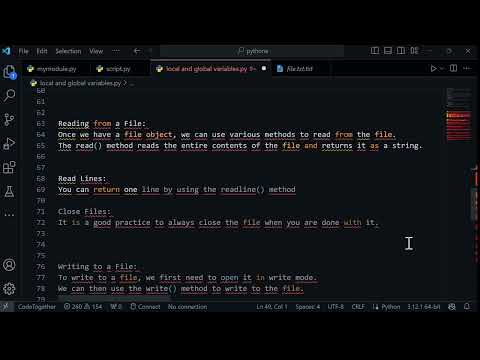 local and global variables || File Handling || PYTHON