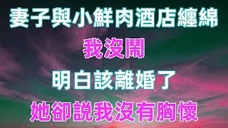 妻子與小鮮肉酒店纏綿，我沒鬧，明白該離婚了，她卻説我沒有胸懷！