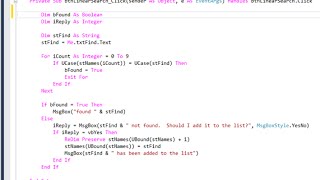 Array Variables - Linear Search VB.NET Implementation