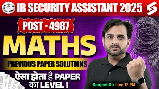 IB Security Assistant Previous Year Question Paper | IB SA Maths PYQs | by Sanjeet Sir | TESTBOOK