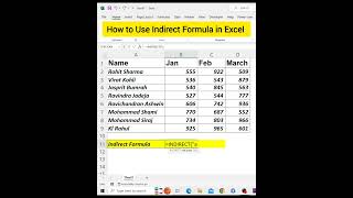 Indirect Formula in Excel | Microsoft Excel | Excel New Tips and tricks | #indirect #tips #excel