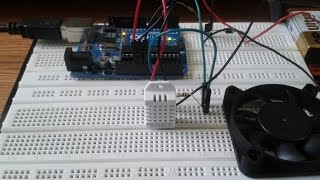 Arduino DHT22 humidity and temperature simple project + fan