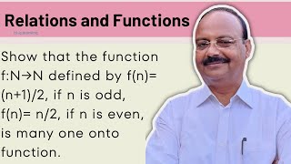 #49. Show that the function f:N→N defined by f(n)=(n+1)/2, if n is odd , f(n)= n/2, if n is even••••