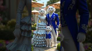 Royal Cat Family in Navy Blue | Elegance Overload 🐾 Cute & Stylish Cats | #cute #kitten #shorts
