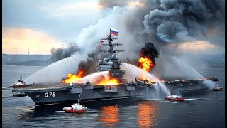 1 MINUTE AGO! Russian aircraft carrier blown to pieces by Ukrainian Atacms missile attack