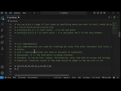 Python Lists || List Index || List Comprehension || List Methods || PYTHON