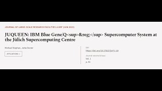 JUQUEEN: IBM Blue Gene/Q® Supercomputer System at the Jülich Supercomputing Centre | RTCL.TV