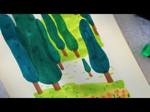 马克笔涂鸦画画｜简单小风景插画一张·ins风