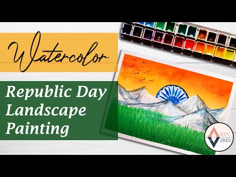 Watercolor Landscape Scene Painting Easy Quick Tutorial | India Independence Day Republic Day Paint