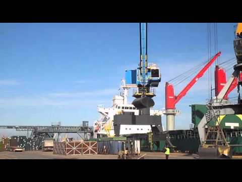 KST is loading it's first grain vessel using the E-Crane