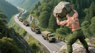 Japanese escorting hostages were ambushed; guerrillas pushed down boulders, killing the Japanese.