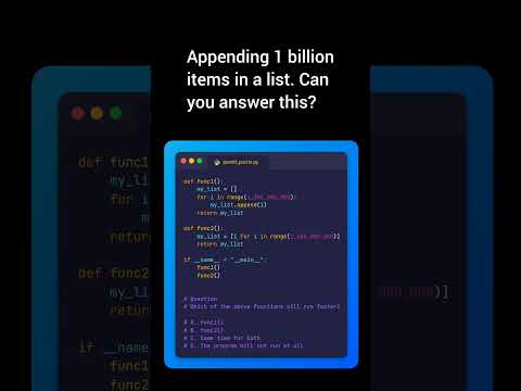 Which is faster? Using a for loop or a list comprehension? The answer might surprise you. #shorts