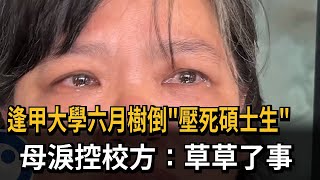 逢甲大學樹倒壓死碩士生　母淚控校方：草草了事－民視新聞