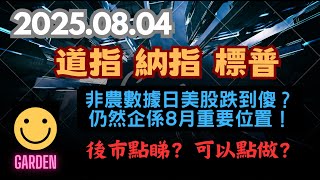 交易策略：美股三大指數！道指 納指 標普S&P 非農數據日美股跌到傻？仍然企係8月重要位置！後市點睇？可以點做？2025.08.04 Dow Analysis