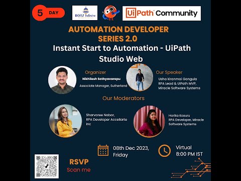 Automation Developer Series 2.0 | Day 6 | UiPath Studio Web | Women in Automation | Usha Kiranmai