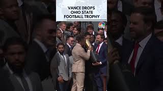 US Vice President JD Vance Drops Ohio State's College Football Trophy At White House | N18G
