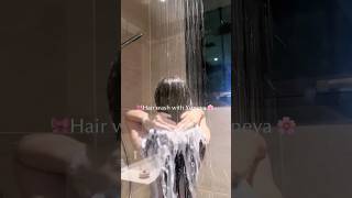 Pink Hair Wash 🎀💦 #hairtok #selfcare #haircare #asmr #hairwash #routines #hairwashday #cleangirl