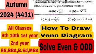 Solve Even & Odd Functions & A ∪ B Using Venn Diagram| Pre calculus Class9, 10,11,12 BBA,Bs,b.ed,MBA