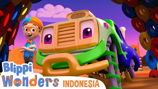 Kursus Balap Truk Monster 🚗🌇 | Blippi Wonders Indonesia | Kartun Petualangan Anak