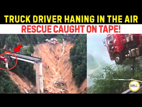 Truck Dangles Off Collapsed on China's Major Highway – Tofu-Dreg Disaster!