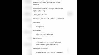 Software Testing#intern #fresher #getemployed #experienced #softwaretestingjobs #qajobs