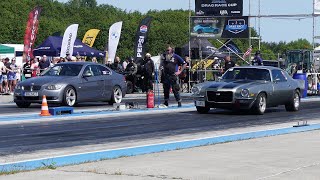 '72 Chevrolet Camaro SS 396 vs BMW 330d E92 1/4 mile drag race