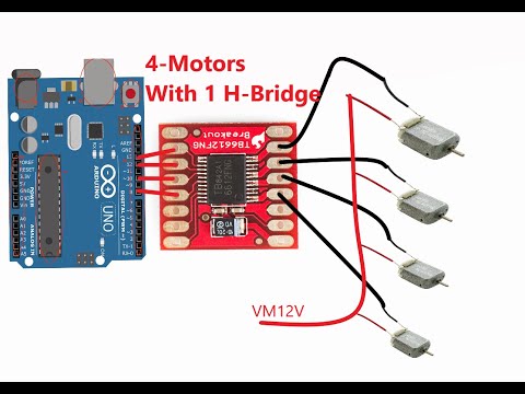 Control 4 Motors with one H Bridge driver IC | Steuern Sie 4 Motoren mit einem H-Brücken-Treiber-IC