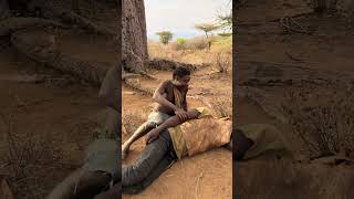 Hadabe tribe bushmen Chabba find Dudukwe taking a nap in the bush 😅😅