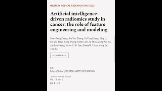 Artificial intelligence-driven radiomics study in cancer: the role of feature enginee... | RTCL.TV
