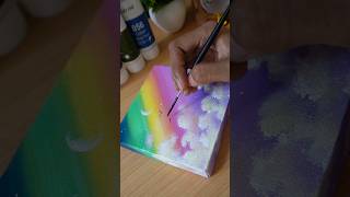 Easy Rainbow 🌈 Acrylic painting / Clouds Painting with Sponge/Easy Acrylic Painting/Short
