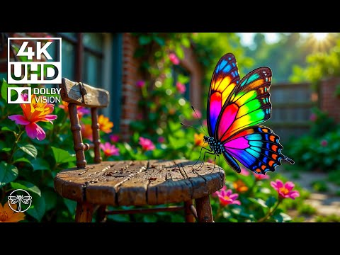 Symphony of Colors 4K 🦋🎹 | Gentle Piano & Butterfly Flight Over a Crumbling Stone Path