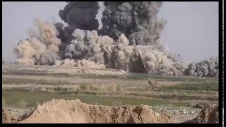 [Explosion] - Stabilized video of 6 US JDAM bombs dropped on target
