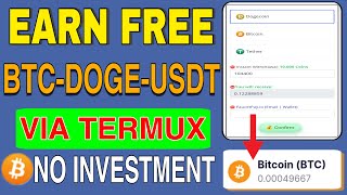 Earn Free Bitcoin Via Termux | Make Money Online 2023 | Earn crypto online