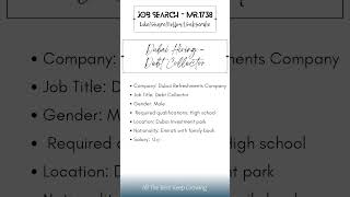 Dubai Hiring - Debt Collector #dubai #uaejobs #hirings #JobOpportunities #jobs