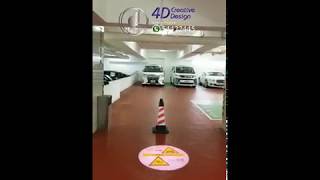 廣告投影燈．商業大廈應用．雙色投影距離約3米．警告標示投影 Warning Sign Projection．小心地滑燈 (LOGO燈)