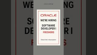 @Oracle | Part-12 | Job Vacancy for freshers | Software Developer-1 | Latest IT Jobs