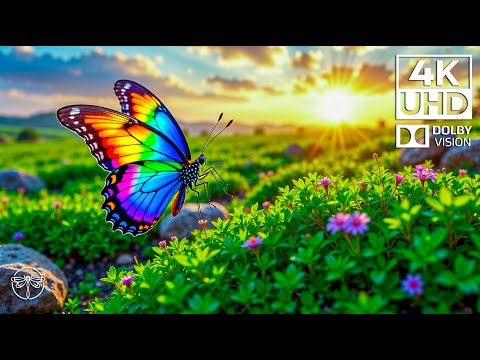 Tranquil Flight 4K 🦋🎶 | Soothing Piano & Rainbow Butterfly Moments in Nature’s Embrace