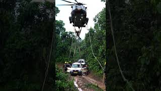 Indian Army Jungle Rescue Operation | Helicopter Lifts Vehicles in Flooded Forest 🇮🇳🚁#army #shorts